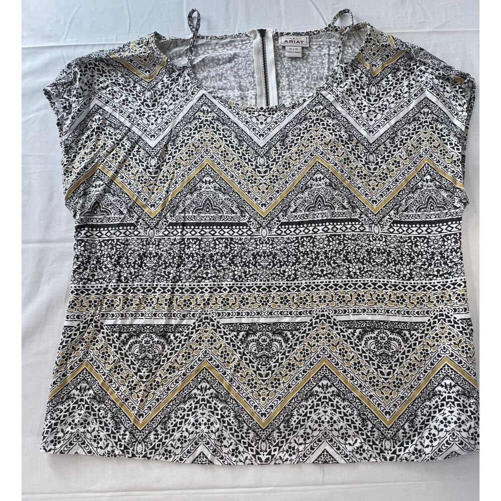 Ariat Womens Spaghetti Straps Flowered Geo Design Off Shoulder Size XL